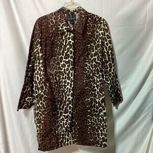 INC 3x animal print trench coat 💯 cotton coated for water resistance nwot